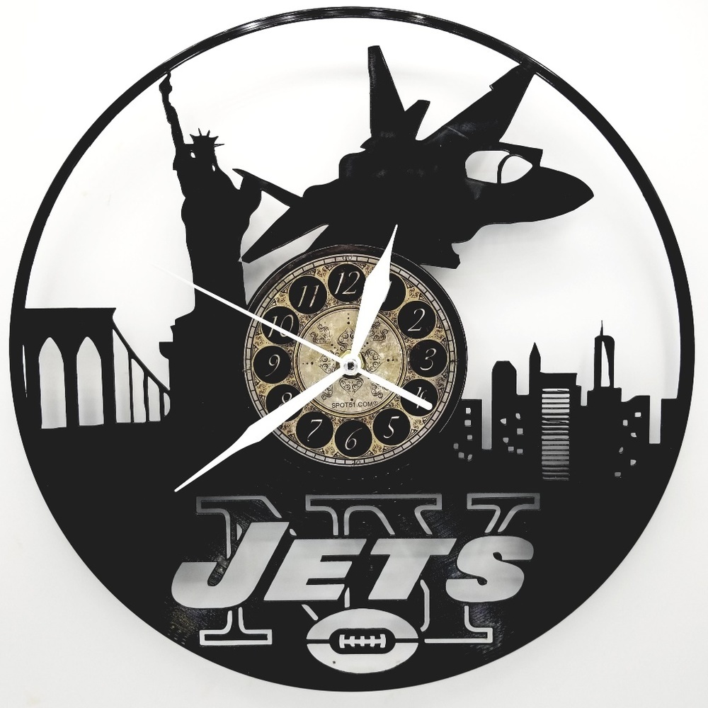 NEW YORK JETS vinyl record clock